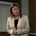 Alexis's beige pinstripe blazer on General Hospital