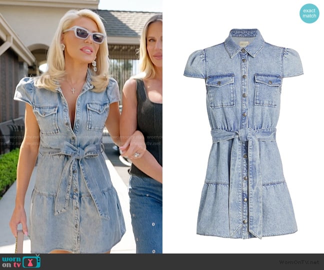 Alice + Olivia Miranda Denim Minidress worn by Gretchen Rossi on The Real Housewives of Orange County