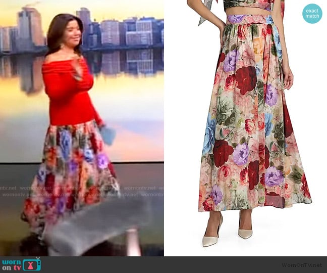 Alice + Olivia Nilda Floral A-Line Maxi Skirt worn by Ana Navarro on The View