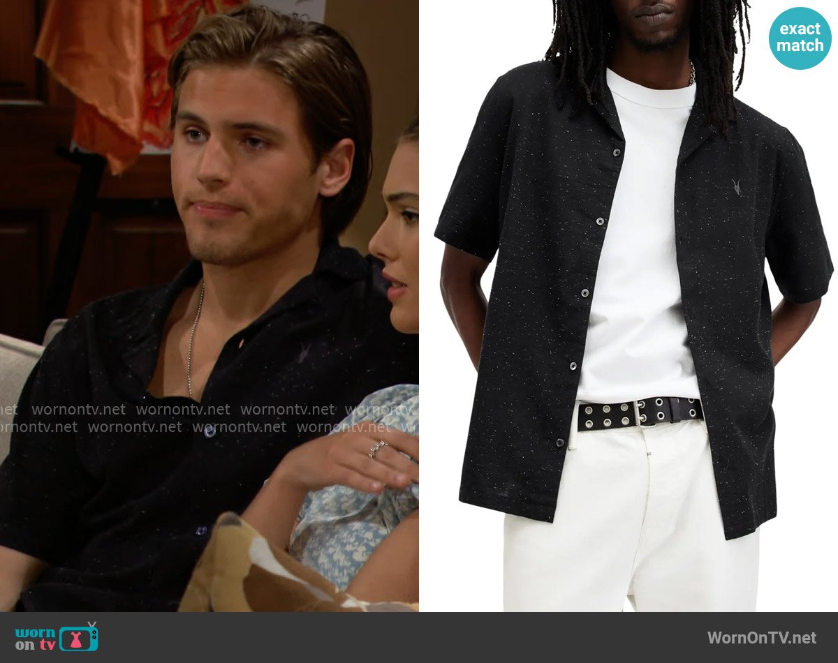 All Saints Bryant Relaxed Fit Neppy Camp Shirt worn by Will Spencer (Crew Morrow) on The Bold and the Beautiful