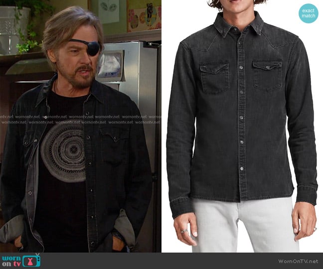 All Saints Flaxton Denim Button Down Western Shirt worn by Steve Johnson (Stephen Nichols) on Days of our Lives