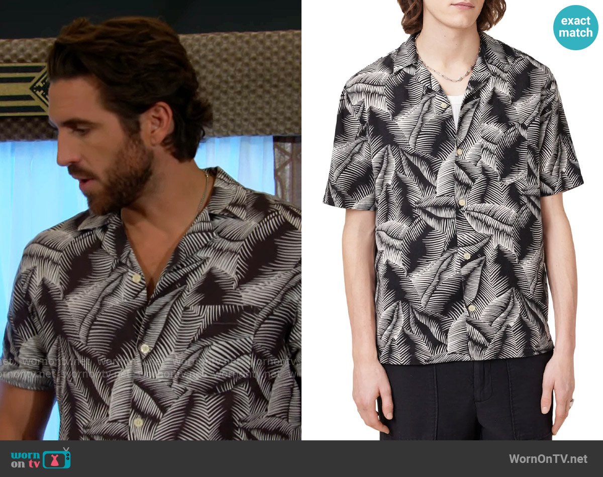 All Saints Marseille Shirt in Pebblestone Grey worn by Chance Chancellor (Conner Floyd) on The Young and the Restless