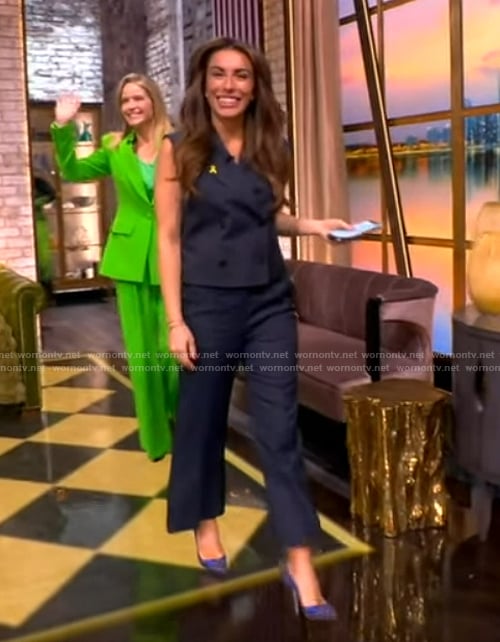Alyssa's navy vest and pants on The View