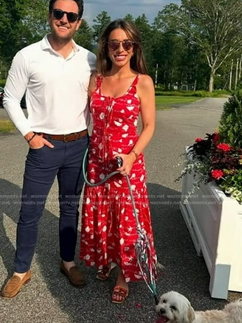 Alyssa’s red floral print dress on The View