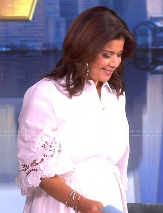 Ana's white lace trim shirtdress on The View