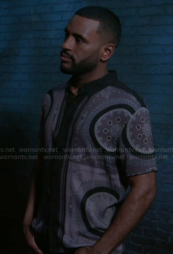 Andre's printed shirt on Beyond the Gates