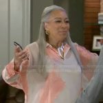 Anita’s coral brushstroke blouse on Beyond the Gates