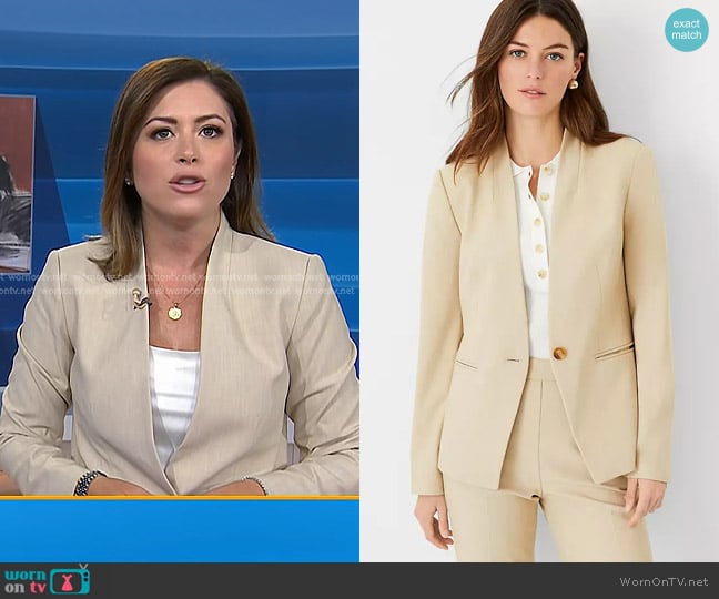 Chloe’s beige collarless blazer on Today