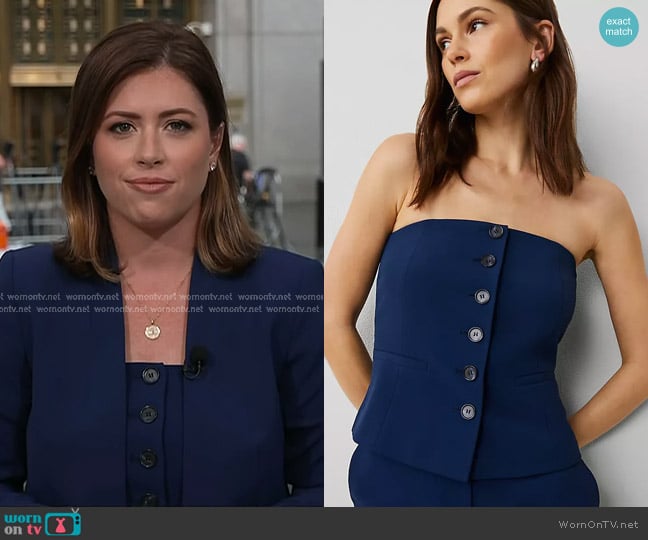 Ann Taylor The Strapless Vest in Fluid Crepe Pure Sapphire worn by Chloe Melas on Today