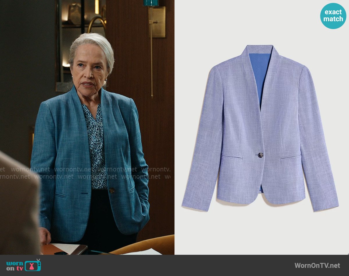 Ann Taylor Cutaway Jacket in Cross Weave worn by Madeline Matlock (Kathy Bates) on Matlock