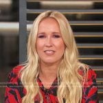 Anna Camp’s red print blouse on Access Hollywood