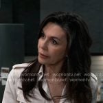 Anna’s satin button down shirt with pockets on General Hospital
