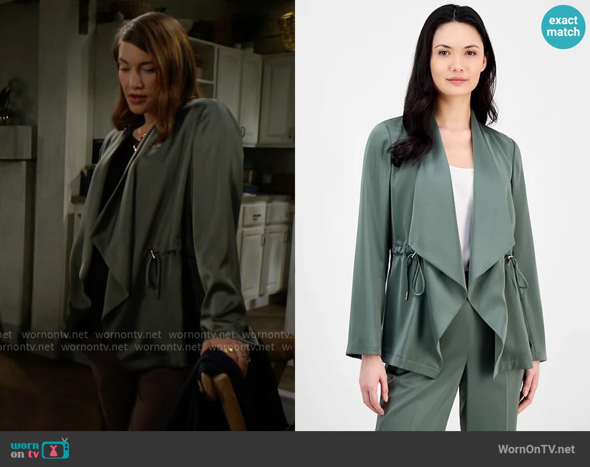 Steffy’s green satin jacket on The Bold and the Beautiful