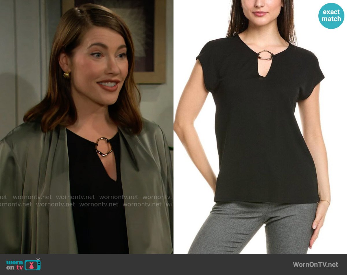Steffy’s black ring keyhole top on The Bold and the Beautiful
