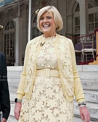 Anne's yellow floral Guipure dress and cardigan on Today