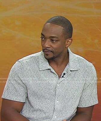 Anthony Mackie’s sage green geo knit shirt on Today
