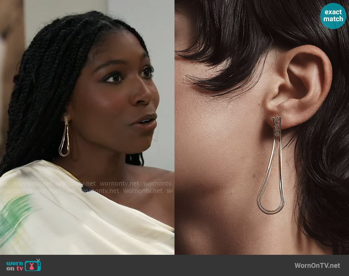 Anthropologie Double Looped Crystal Drop Earrings worn by Trina Robinson (Tabyana Ali) on General Hospital
