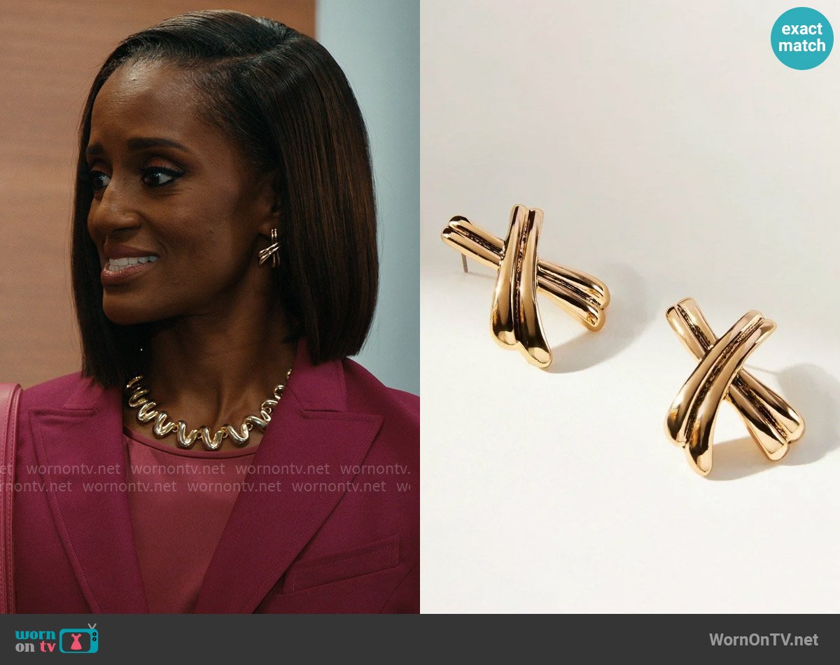 Anthropologie X Post Earrings worn by Olympia (Skye P. Marshall) on Matlock