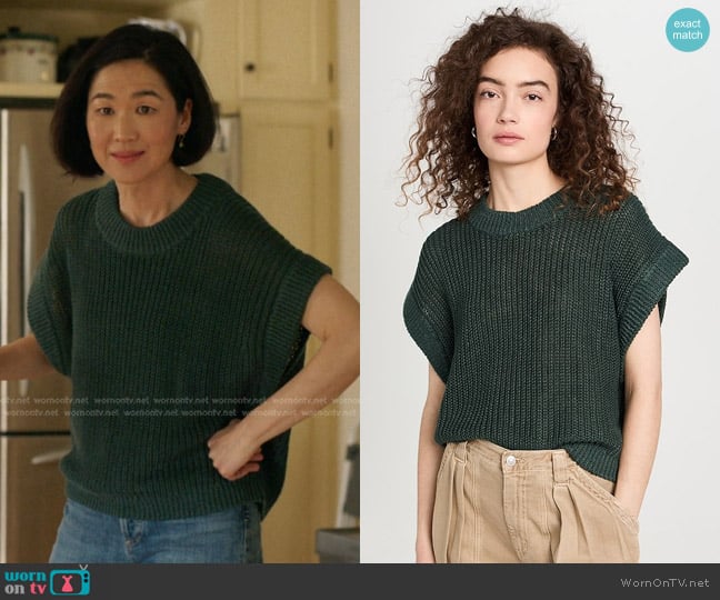 Apiece Apart Oliva Linen Vest in Olivos worn by Laurel (Jackie Chung) on The Summer I Turned Pretty