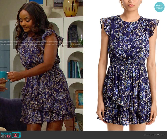 Aqua Tiered Mini Dress worn by Chanel Dupree (Raven Bowens) on Days of our Lives