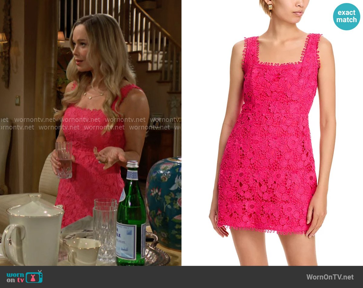 Aqua Floral Lace Dress worn by Donna Logan (Jennifer Gareis) on The Bold and the Beautiful