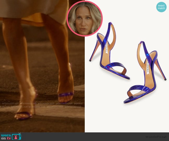 Aquazzura So Nude Sandal 105 worn by Carrie Bradshaw (Sarah Jessica Parker) on And Just Like That