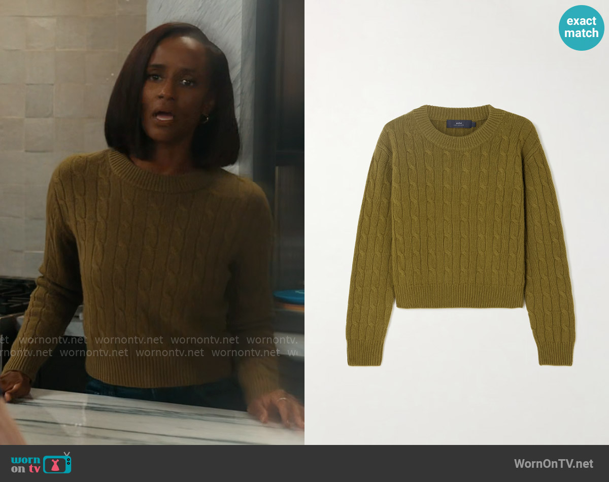 Arch4 Tinka cable-knit cashmere sweater worn by Olympia (Skye P. Marshall) on Matlock