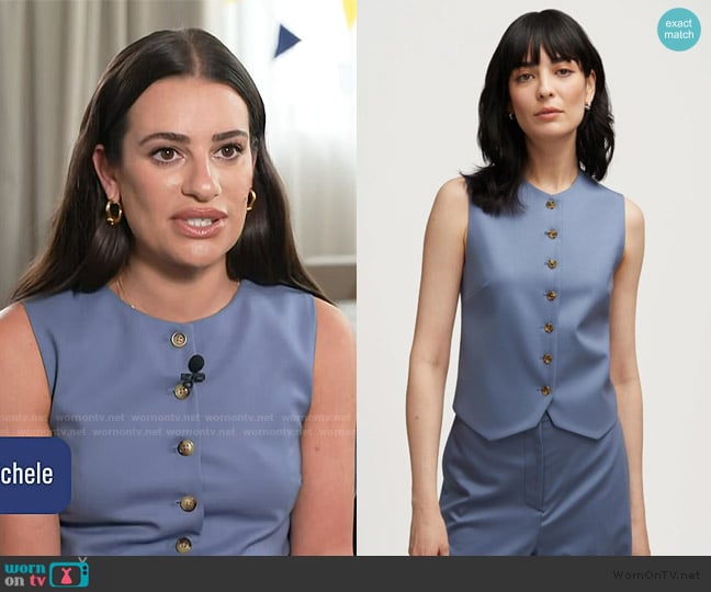 Argent High-Neck Button Waistcoat worn by Lea Michele on E! News