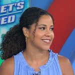 Arianna’s blue pleated dress on Today