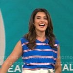 Adriane Kiss’s blue striped top on CBS Mornings