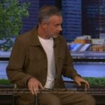 Freddie Prinze’s khaki corduroy jacket and pants on Live with Kelly and Mark