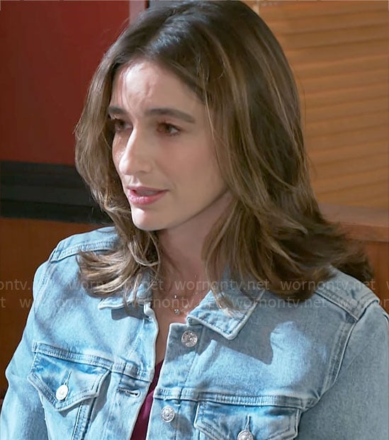 Ashley's denim jacket on Beyond the Gates