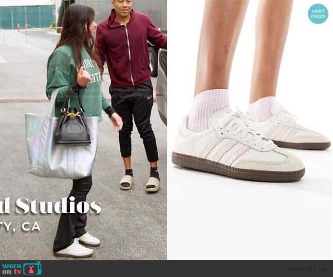 ASOS Originals Samba OG sneakers in white and light pink worn by Michelle Saniei on The Valley