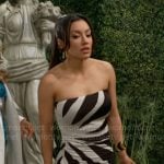 Audra’s black and white printed maxi tube dress on The Young and the Restless