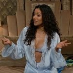 Audra's blue lingerie on The Young and the Restless