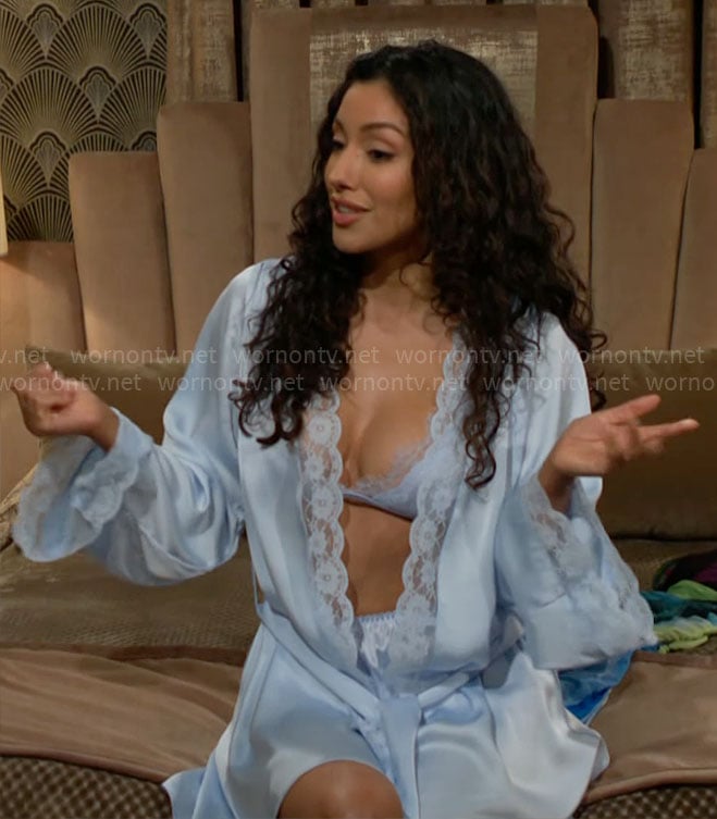 Audra's blue lingerie on The Young and the Restless