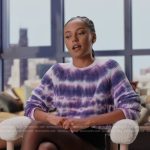 Ava’s purple tie dye confessional sweater on Next Gen NYC