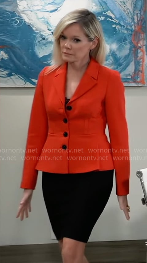 Ava's red button front jacket on General Hospital