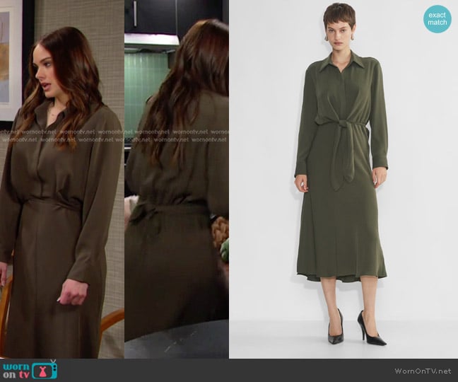 Babaton Abbey Dress in Dark Olive worn by Stephanie Johnson (Abigail Klein) on Days of our Lives