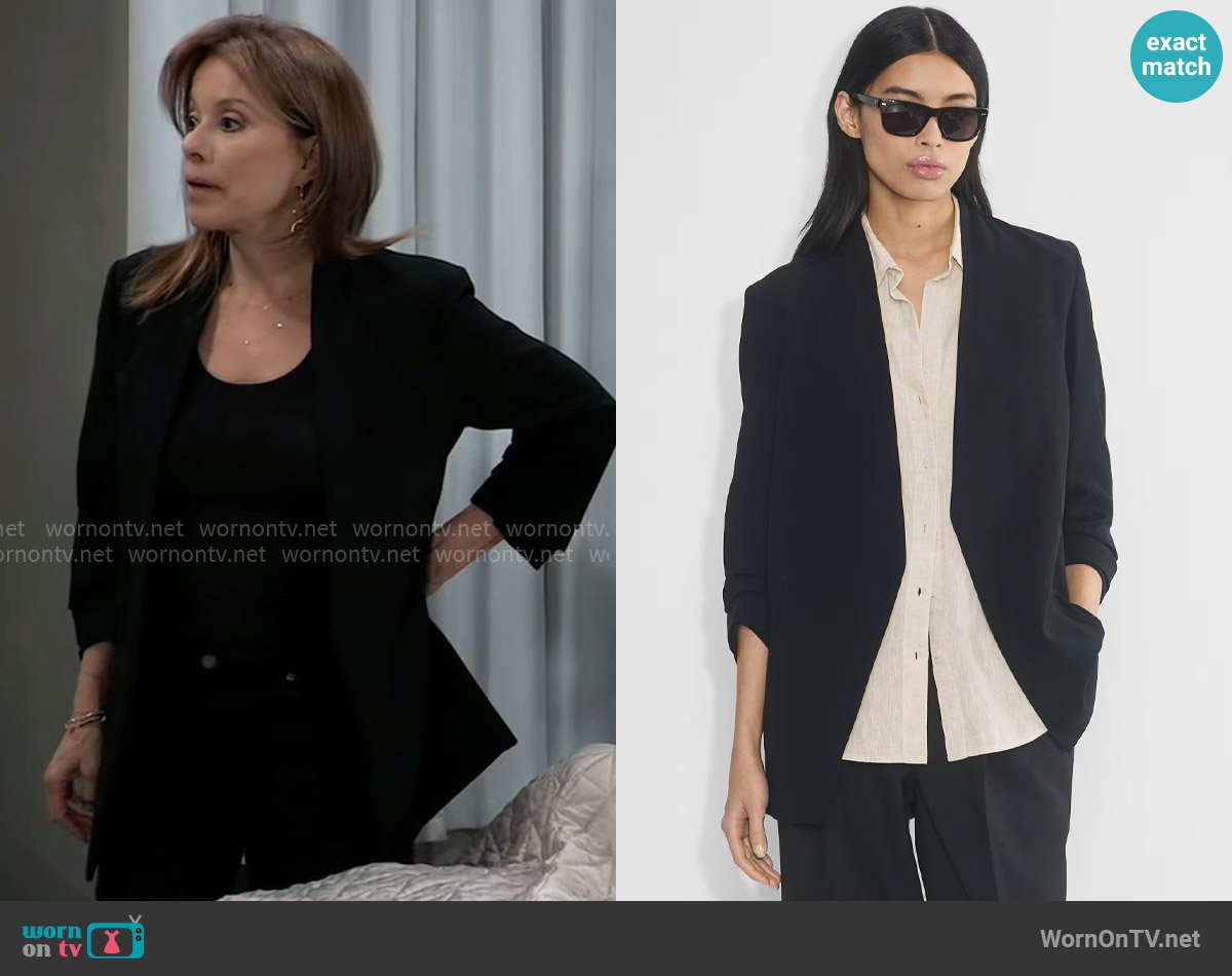 Babaton at Aritzia Power Blazer in Black worn by Alexis Davis (Nancy Lee Grahn) on General Hospital