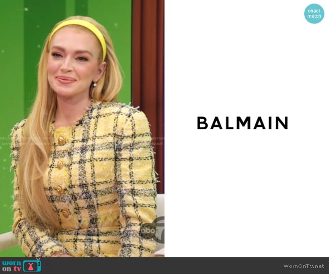 Balmain worn by Lindsay Lohan on Good Morning America