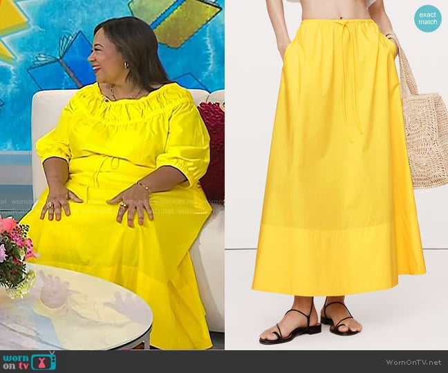 Banana Republic Cotton Poplin Maxi Skirt in Citrus Season Yellow worn by Jasmine Guillory on Today
