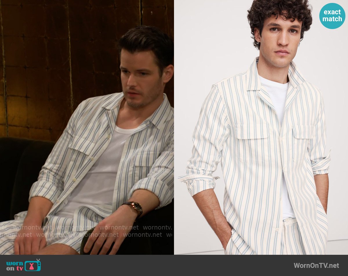 Banana Republic Textured Stripe Resort Shirt worn by Kyle Abbott (Michael Mealor) on The Young and the Restless