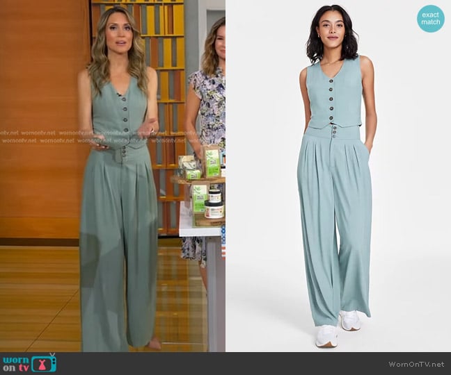 Bar III Cropped Vest and Wide-Leg Pants worn by Rhiannon Ally on Good Morning America