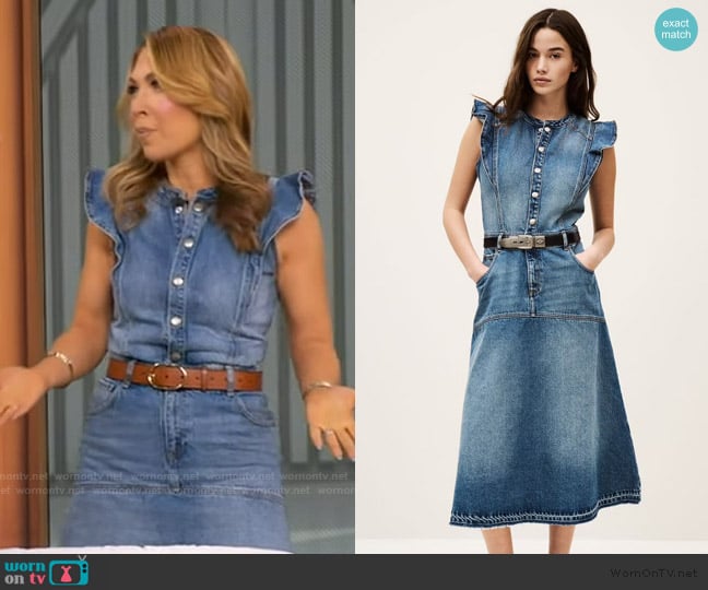 Ba&sh Vayea Denim Midi Dress worn by Lori Bergamotto on Good Morning America