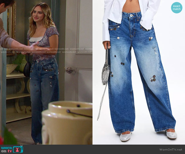 BDG Jaya Embellished Baggy Boyfriend Jean worn by Holly Jonas (Ashley Puzemis) on Days of our Lives