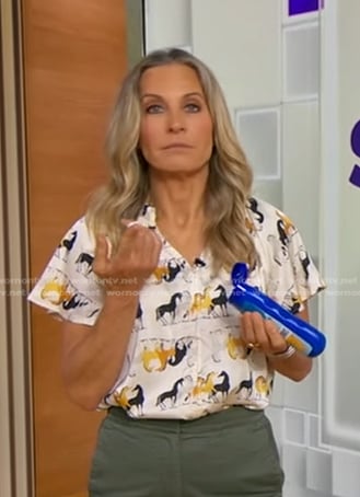 Becky Worley’s white horse print top on Good Morning America