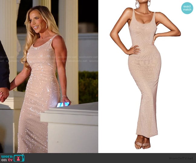 Bella Barnett Bakala Diamante Backless Maxi Dress worn by Jennifer Pedranti on The Real Housewives of Orange County