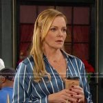 Belle’s blue stripe shirtdress on Days of our Lives