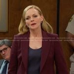 Belle’s burgundy blazer and skirt set on Days of our Lives
